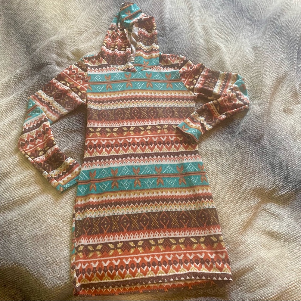 TeenBell Multicolor Geometric Hooded Dress